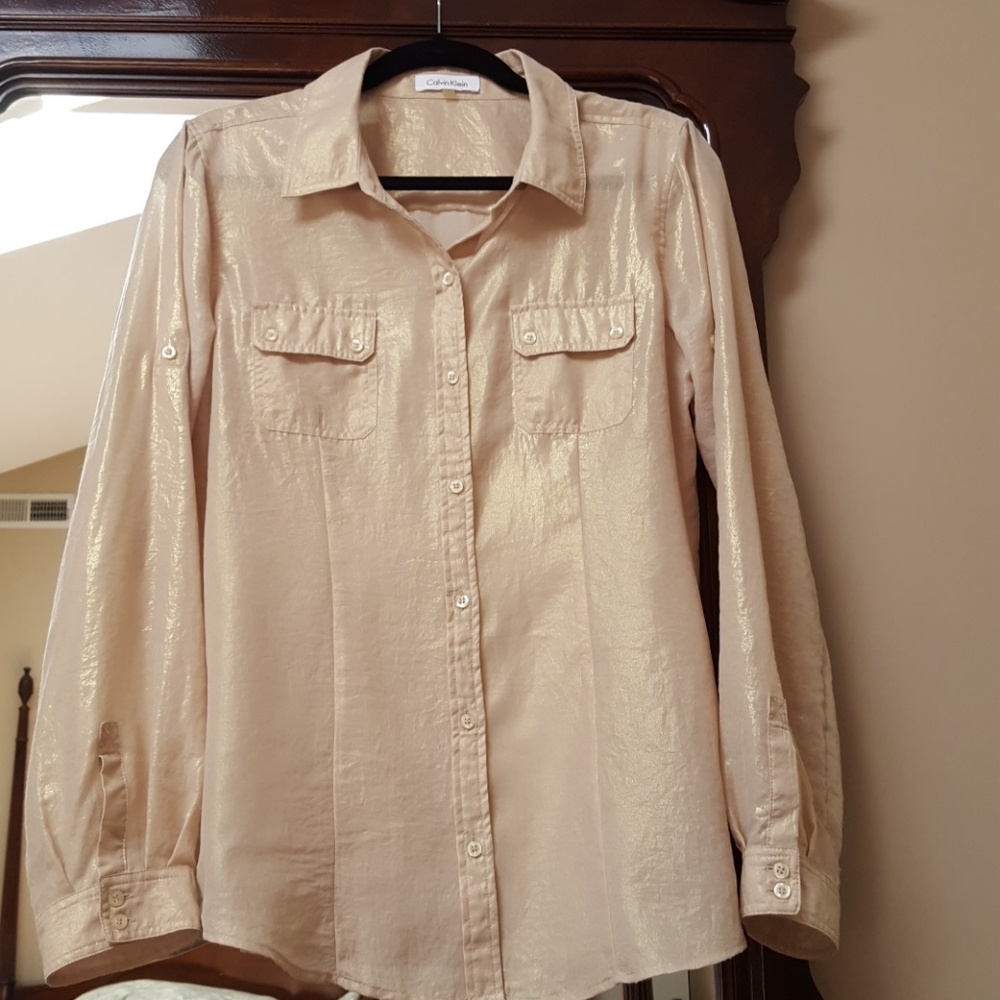 Button down gold tinted blouse